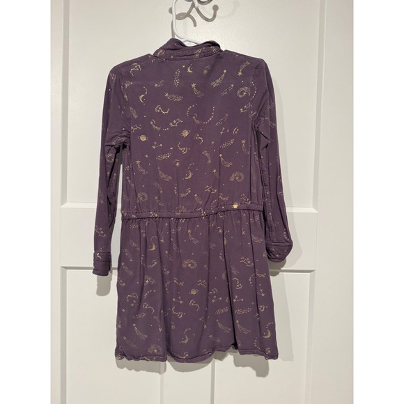 Boden Girls Purple Constellation Print Button Front Dress with Tie Size 6-7 - Picture 5 of 7